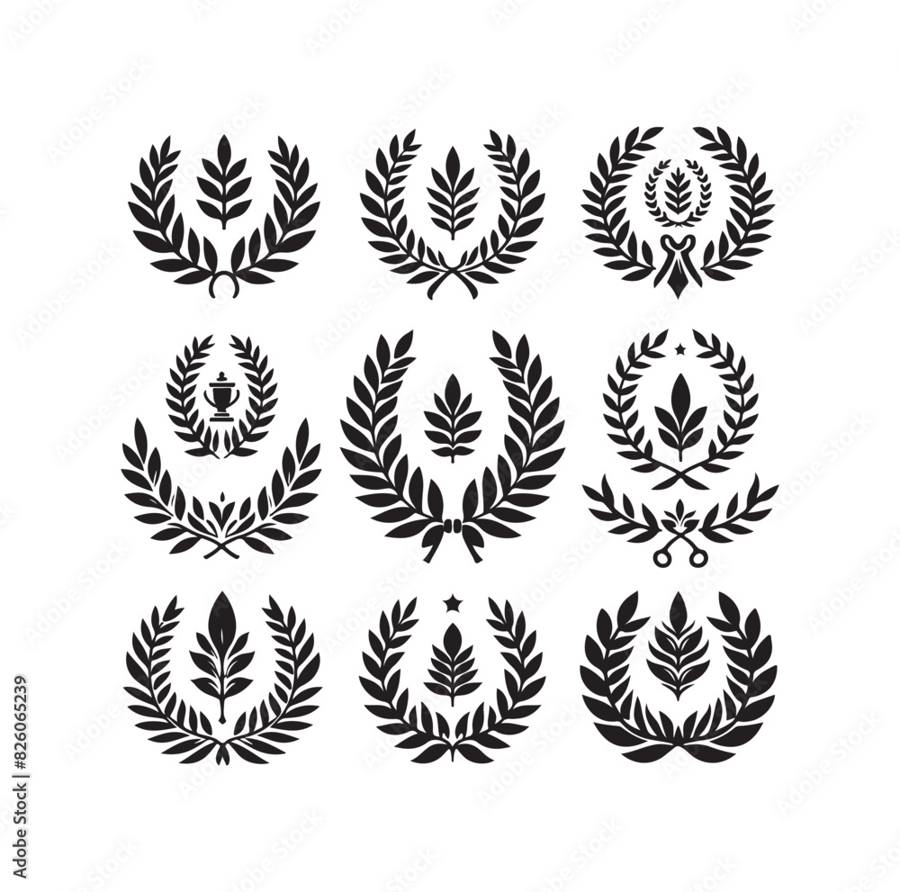 Minimal laurel sign illustration icon logo Minimal laurel sign illustration icon logo