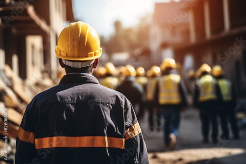 Engineer and foreman working on construction site construction concept photo