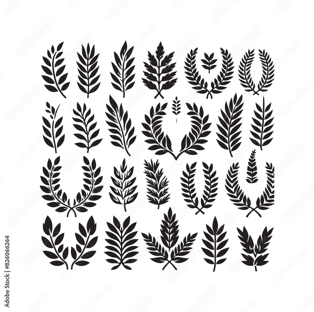 Minimal laurel sign illustration icon logo