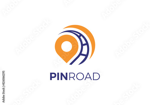 location with road logo. tour and travel symbol icon design