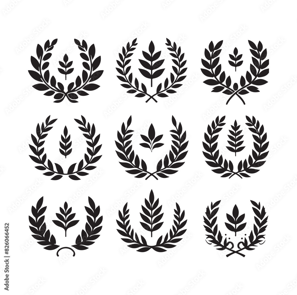 Obraz premium Minimal laurel sign illustration icon logo