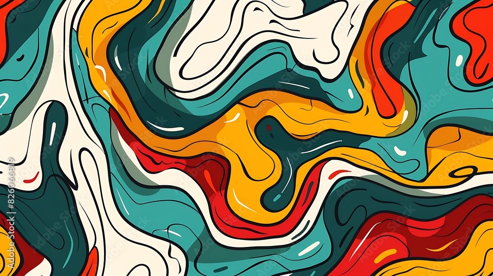 Obraz premium Playful Squiggly Lines Seamless Pattern Background with Immersive Doodles | Abstract Art Design for Creativity