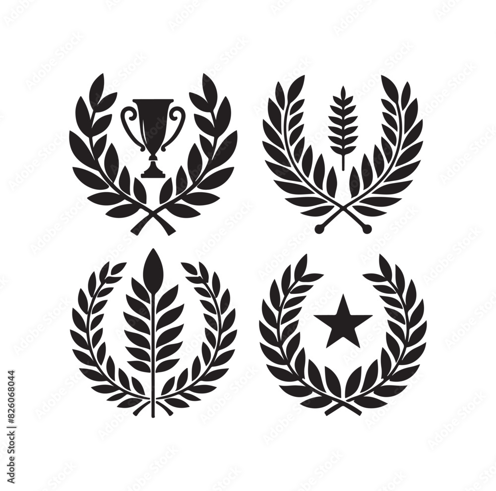 Minimal laurel sign illustration icon logo Minimal laurel sign illustration icon logo