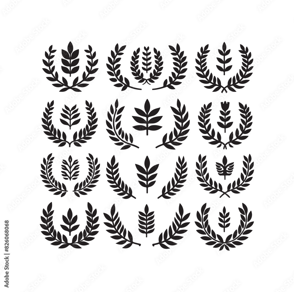 Minimal laurel sign illustration icon logo Minimal laurel sign illustration icon logo