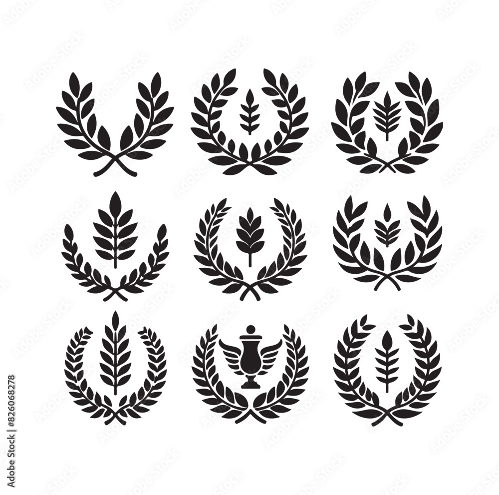 Minimal laurel sign illustration icon logo Minimal laurel sign illustration icon logo