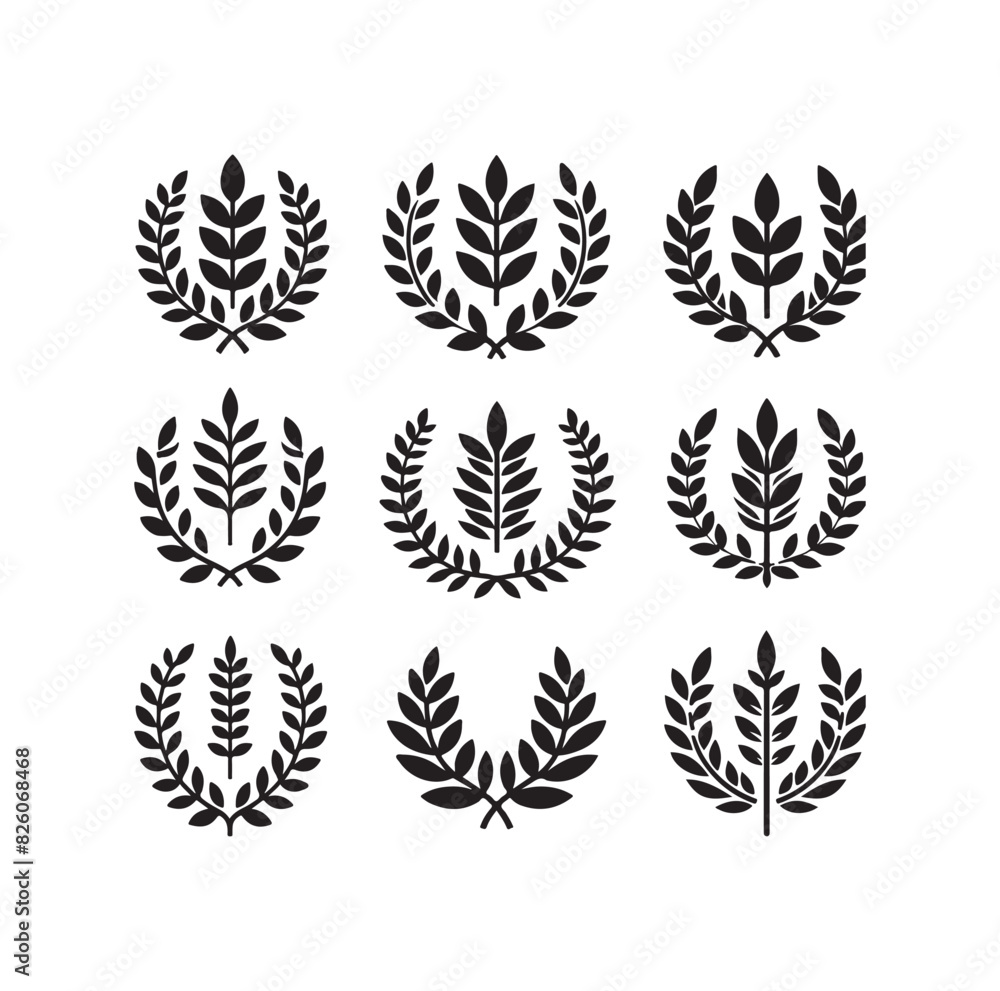 Minimal laurel sign illustration icon logo Minimal laurel sign illustration icon logo