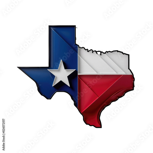 Abstract Texas State Flag Map on PNG Cutout Transparent Background