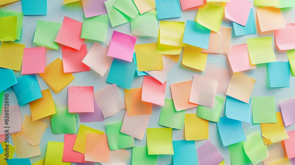 A diverse array of colorful sticky notes creating a vibrant mosaic. A diverse array of colorful sticky notes creating a vibrant mosaic.