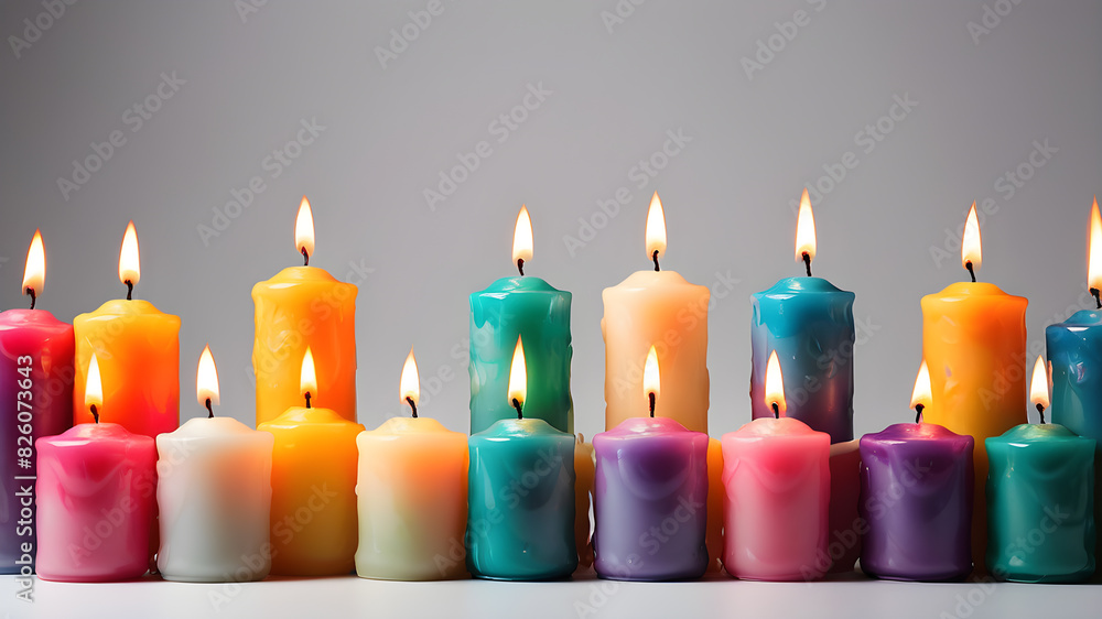 Colorful candles on white background, Generative AI Colorful candles on white background, Generative AI