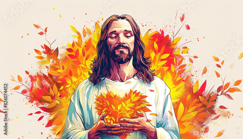 Vector Illustration of Jesus Christ, Christian, love and prosperity