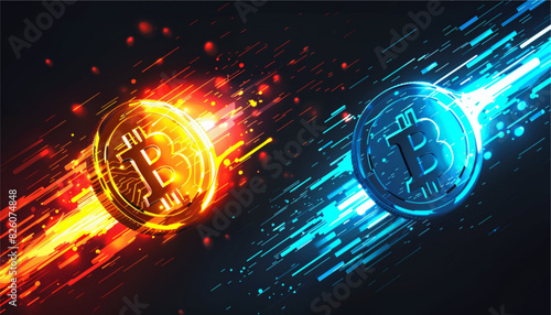 bitcoin digital currency, futuristic digital money, technology worldwide network concept, Sci fi digital futuristic theme. vector illustration.