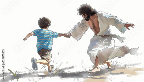 Vector Illustration of Jesus Christ, Christian, love and prosperity
