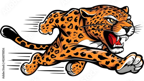 leopard angry running vector illustration mascot design