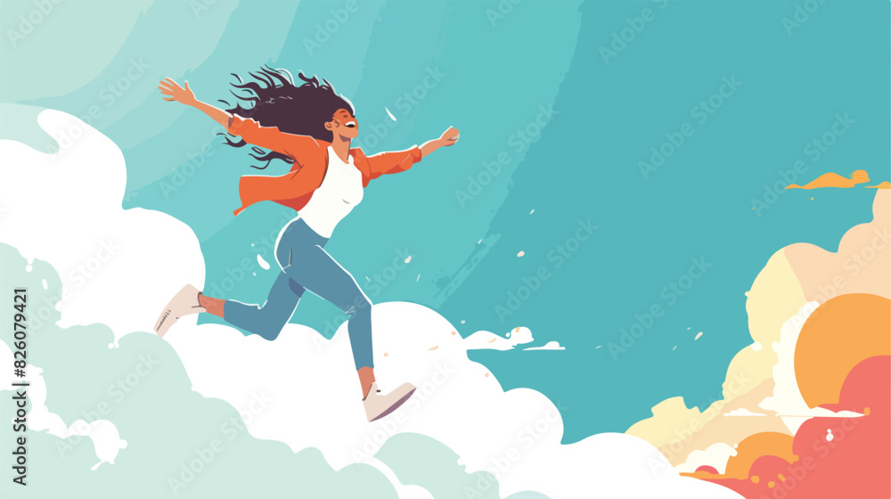 Woman jumping Cartoon Vector style vector design illustration