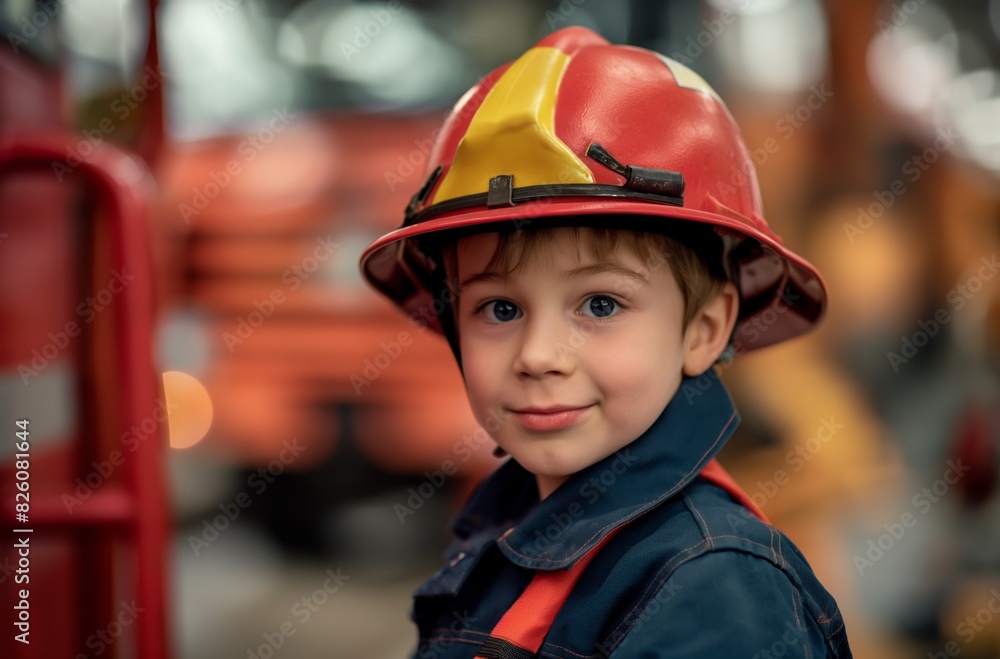 Boy in firefighter uniform Boy in firefighter uniform
