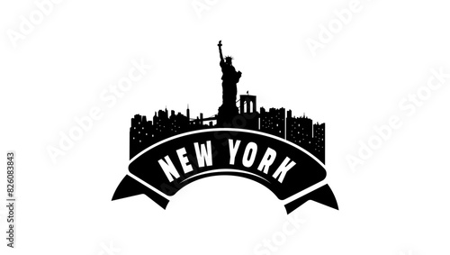 Wallpaper Mural New York skyline emblem, black isolated silhouette Torontodigital.ca