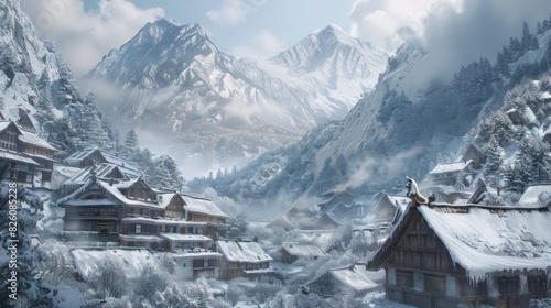 In the heart of snowy mountains, this village offers a serene and picturesque escape. The snow-covered peaks add to its idyllic winter charm.