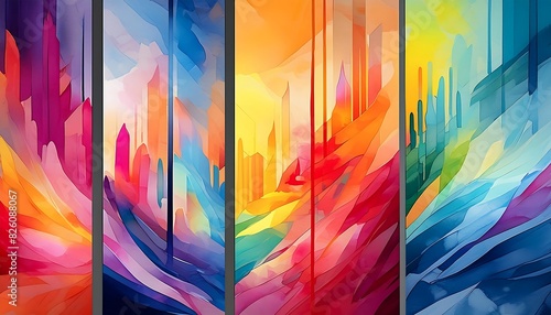 Wunderschönes farbiges modernes helles buntes Wandbild photo