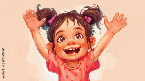Happy little girl. Smiling toddler. Baby character Cartoon