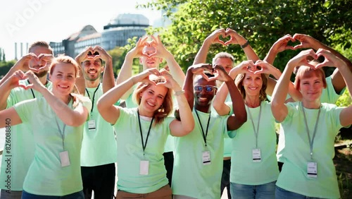 Diverse Young Charity Group Making Hearts photo