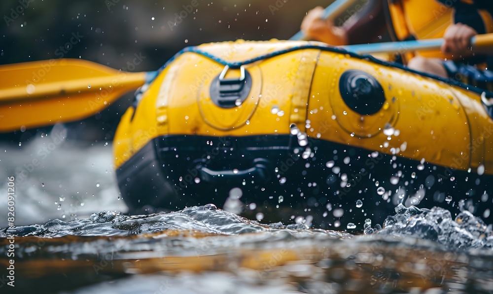 Fototapeta premium person rafting on the river, extreme and fun sport at tourist attraction , Generative AI