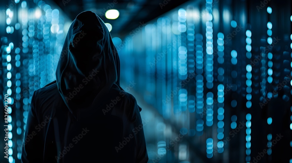 A dark, hidden cyber realm where a persistent hacker lurks undetected, with digital shadows and traces of infiltration attempts on a corporate network A dark, hidden cyber realm where a persistent hacker lurks undetected, with digital shadows and traces of infiltration attempts on a corporate network