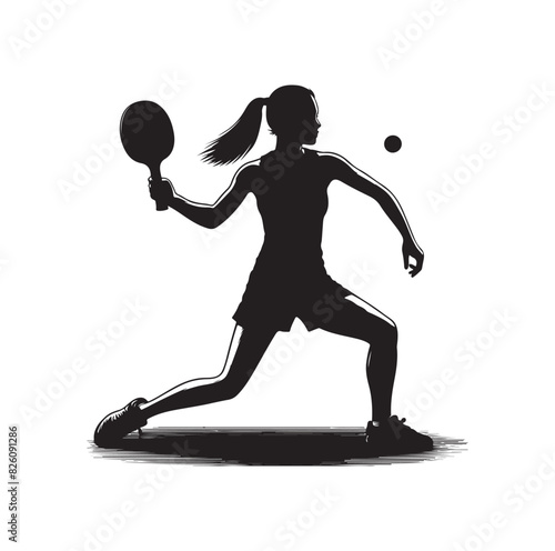 table tennis player pose Silhouette illustration vector