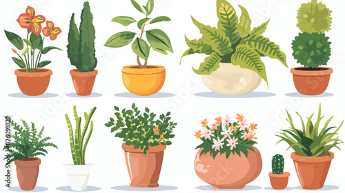 Houseplants and flowerpots Cartoon Vector style vector