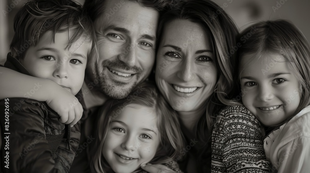 Black and White Portrait of a Family Black and White Portrait of a Family