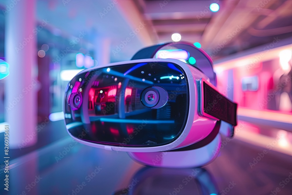 Detailed view of a camera placed on a table, showing its features and design Detailed view of a camera placed on a table, showing its features and design