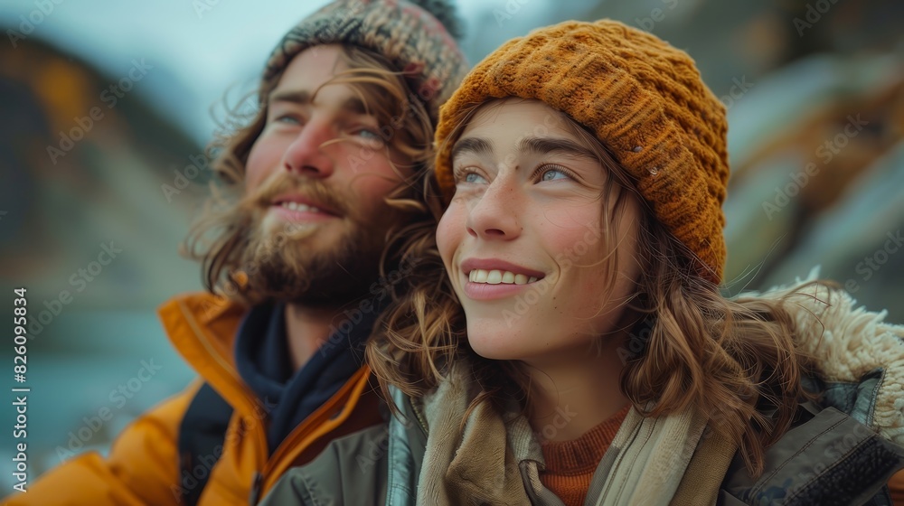 Embracing Diversity: Genderqueer and Male Partner Enjoying a Picturesque Mountain Hike Together Embracing Diversity: Genderqueer and Male Partner Enjoying a Picturesque Mountain Hike Together