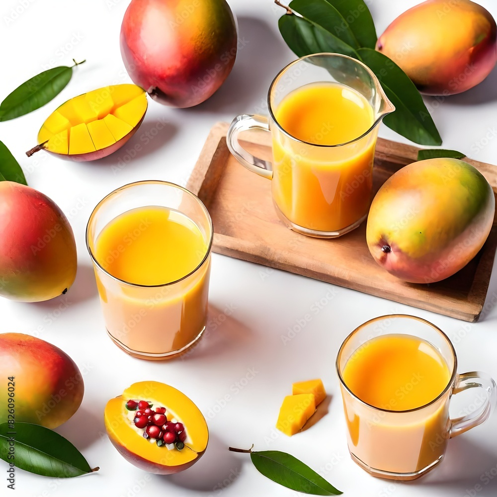 Glasses of mango juice isolated on a white background Glasses of mango juice isolated on a white background