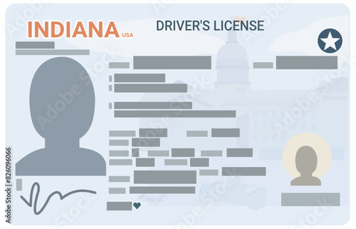 Driver's license from the US state of Indiana in flat design style (cut out)
