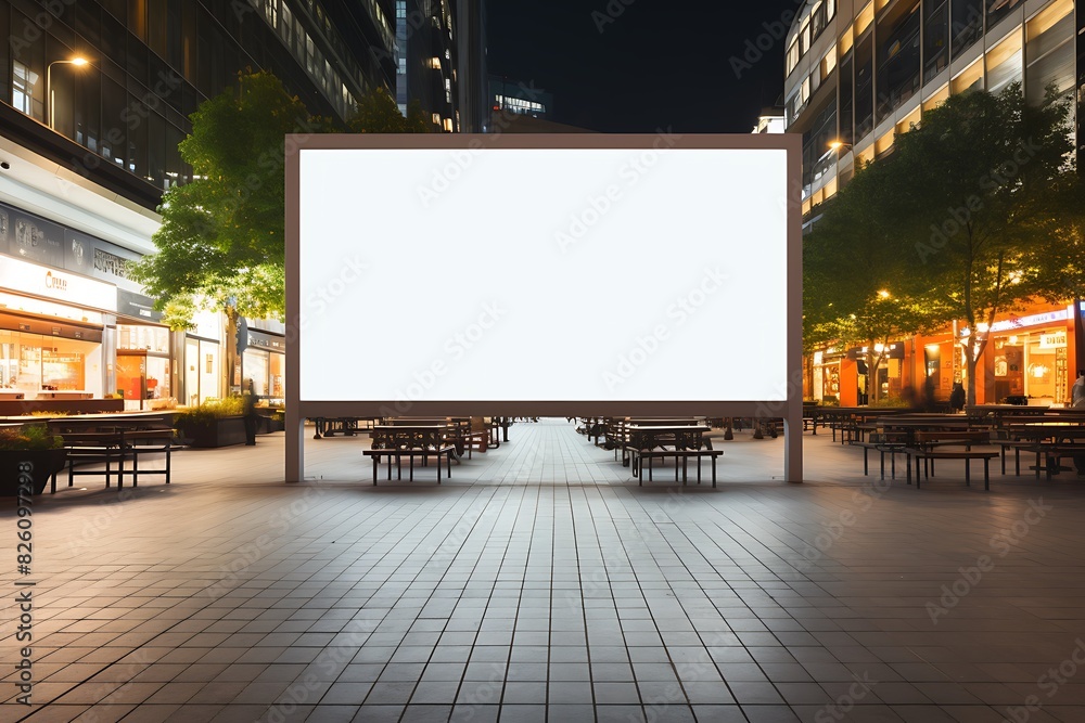 Blank billboard on street at night. Mock up, 3D Rendering Blank billboard on street at night. Mock up, 3D Rendering
