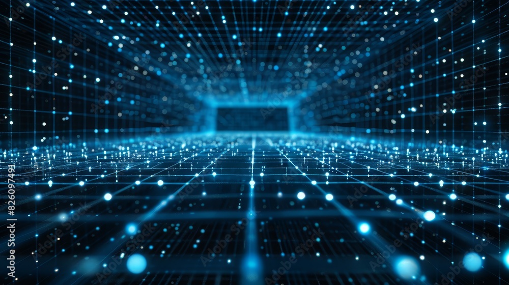 Fototapeta premium Digital Grid Network Connection: A photo showing a digital grid symbolizing network