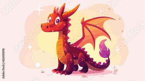 Magic dragon. Funny mascot. Happy fantasy creature Cartoon