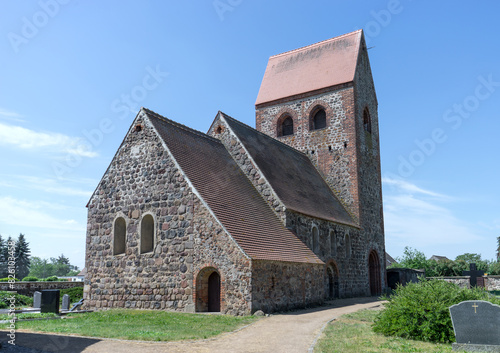 Romanesque village church made of field stones in Polkau, Saxony-Anhalt, Germany