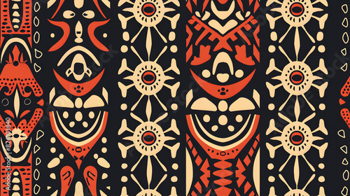African motifs folks tribal hand drawn seamless pattern