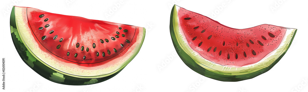 Watermelon slice isolated on transparent background, old botanical illustration Watermelon slice isolated on transparent background, old botanical illustration