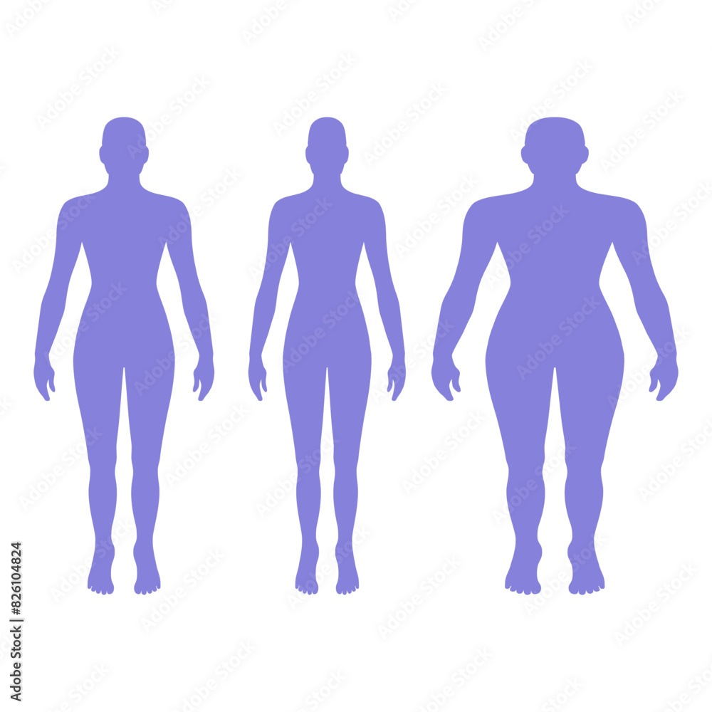 Full length front view of a lean bald standing naked girl silhouette, isolated on white background. Vector illustration Full length front view of a lean bald standing naked girl silhouette, isolated on white background. Vector illustration