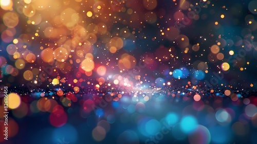 A dynamic shot of particles in an abstract background, with a tilt-shift effect that creates a miniature world. photo