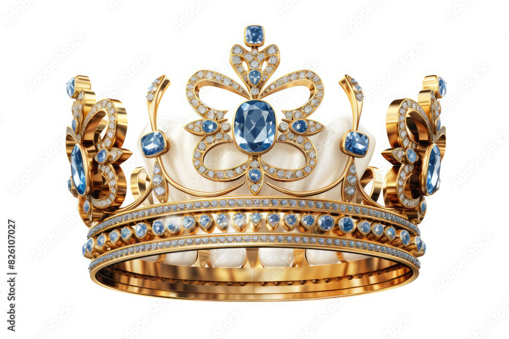 Beautiful golden crown isolated on white background. Queen's birthday. Kings Birthday. King's crown as a symbol of the kingdom. Beautiful golden crown isolated on white background. Queen's birthday. Kings Birthday. King's crown as a symbol of the kingdom.