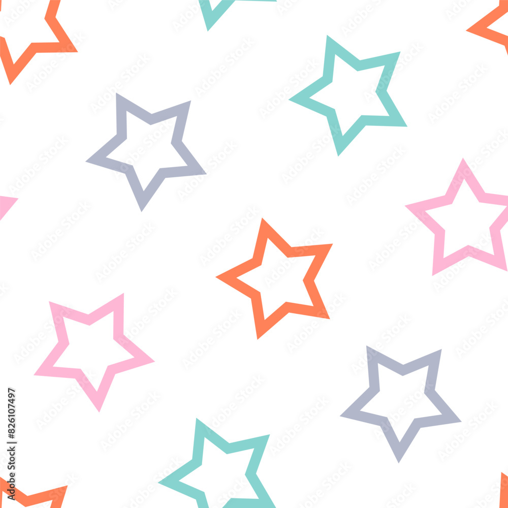 Seamless pattern with colorful outline stars Seamless pattern with colorful outline stars