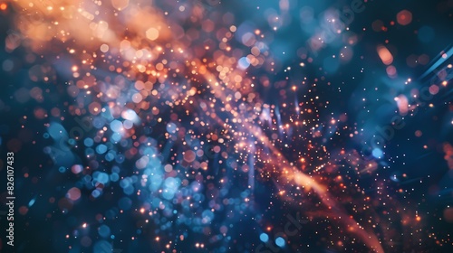 A dynamic shot of particles in an abstract background  with a freeze frame effect that captures the movement.
