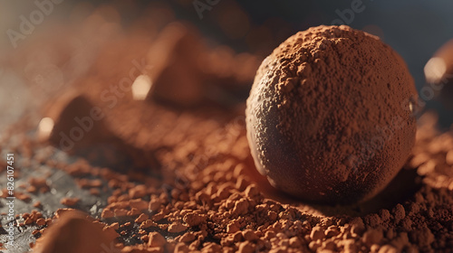 Chocolate truffle with cocoa powder coating photo