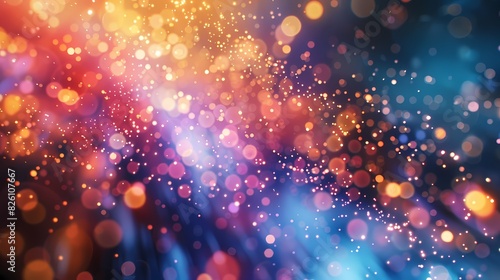 A dynamic shot of particles in an abstract background, with a tilt-shift effect that creates a miniature world.