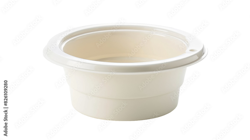 A white cup with a lid placed on a white background A white cup with a lid placed on a white background