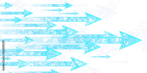 Canvas-taulu Multiple blue arrows pointing right on a white background, symbolizing direction