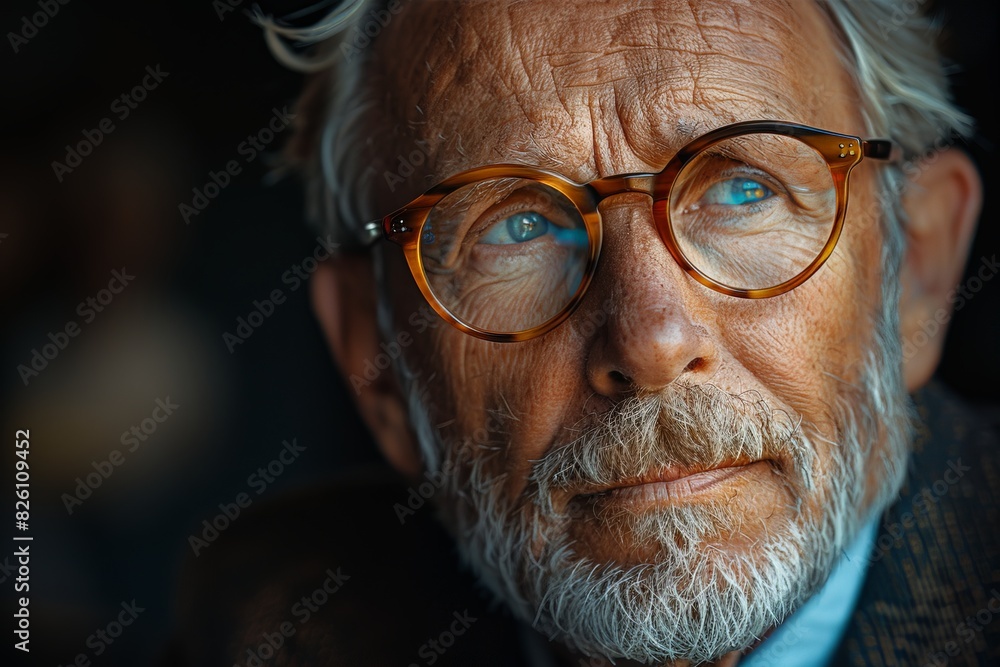 The image captures a sophisticated elderly man in a suit with an obscured face, suggestive of mystery and wisdom The image captures a sophisticated elderly man in a suit with an obscured face, suggestive of mystery and wisdom