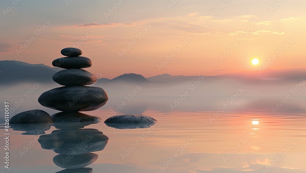 Tranquil Stone Tower in Rippling Water Tranquil Stone Tower in Rippling Water